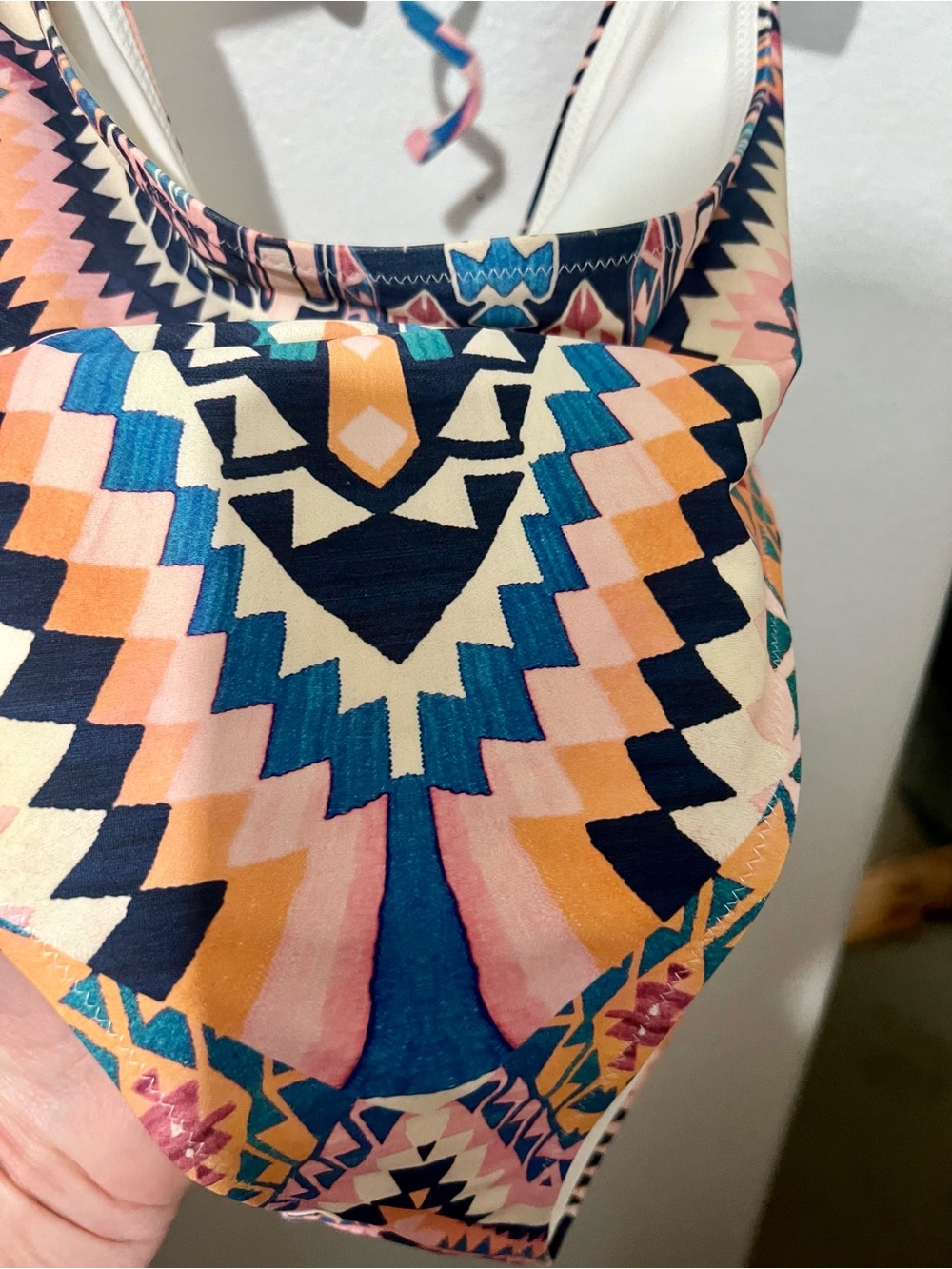 Athleta Pink Blue and Peach Aztec Cutout One-Piece Swimsuit - Picture 8 of 12